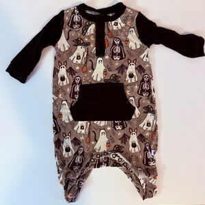 BAMBOO Kids Pajama Set - Black and Brown Ghost Print